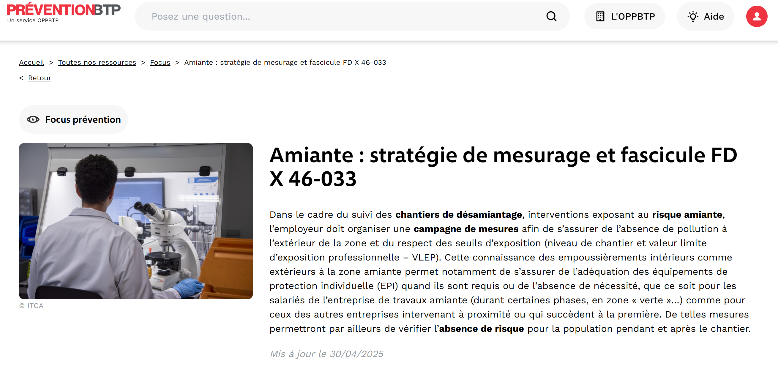 OPPBTP AMIANTE