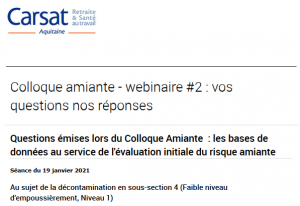 Questions-Réponses Amiante de la CARSAT Nouvelle-Aquitaine et de l'INRS