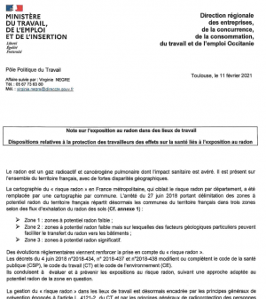 Risque radon en entreprise : le communiqué de la Direccte Occitanie