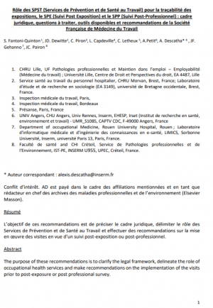 Les recommandations de la Société Française de Médecine du Travail pour le suivi des travailleurs exposés à l'amiante